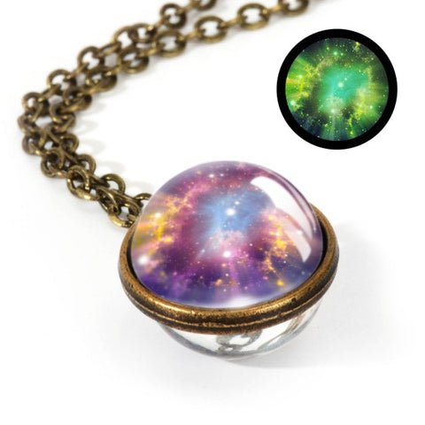 2019 New Nebula Galaxy Double Sided Pendant Necklace Universe Planet Jewelry Glass Art Picture Handmade Statement Necklace