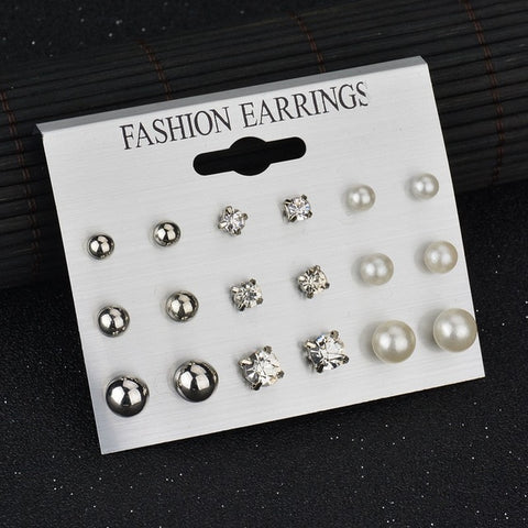 Modyle 2019 New Fashion 12 pairs/set White Simulated Pearl Stud Earrings For Women Jewelry Accessories