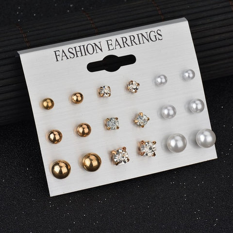 Modyle 2019 New Fashion 12 pairs/set White Simulated Pearl Stud Earrings For Women Jewelry Accessories