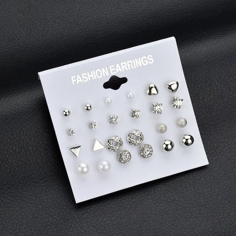 Modyle 2019 New Fashion 12 pairs/set White Simulated Pearl Stud Earrings For Women Jewelry Accessories