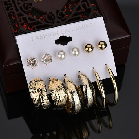 Modyle 2019 New Fashion 12 pairs/set White Simulated Pearl Stud Earrings For Women Jewelry Accessories