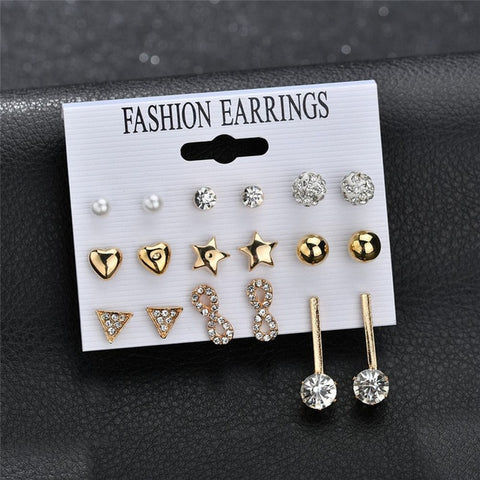 Modyle 2019 New Fashion 12 pairs/set White Simulated Pearl Stud Earrings For Women Jewelry Accessories