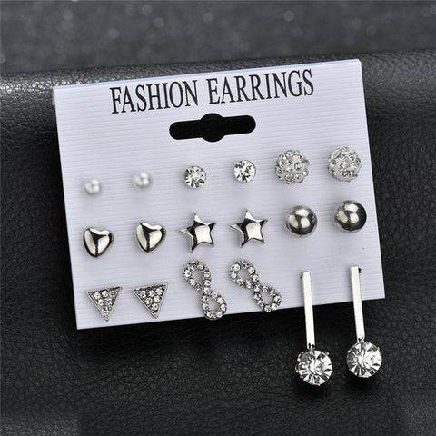 Modyle 2019 New Fashion 12 pairs/set White Simulated Pearl Stud Earrings For Women Jewelry Accessories