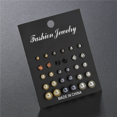 Modyle 2019 New Fashion 12 pairs/set White Simulated Pearl Stud Earrings For Women Jewelry Accessories