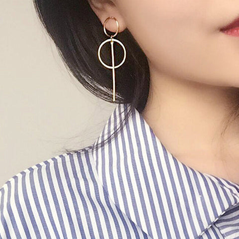 NEW Gold Metal Tassel Earrings for Women Long Circle Pendant Earings Fashion Jewelry Statement Geometric Vorbellen Voor Vrouwen