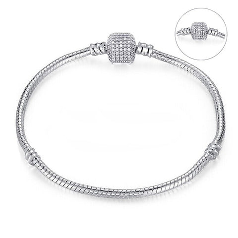 BAOPON High Quality Authentic Silver Color Snake Chain Fine Bracelet Fit European Charm Bracelet for Women DIY Jewelry Making