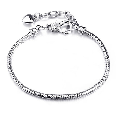 BAOPON High Quality Authentic Silver Color Snake Chain Fine Bracelet Fit European Charm Bracelet for Women DIY Jewelry Making