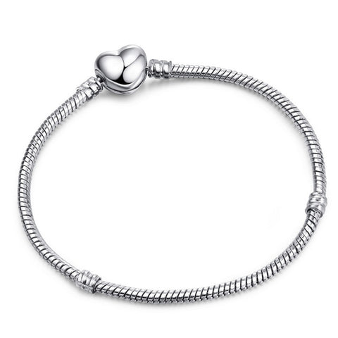 BAOPON High Quality Authentic Silver Color Snake Chain Fine Bracelet Fit European Charm Bracelet for Women DIY Jewelry Making