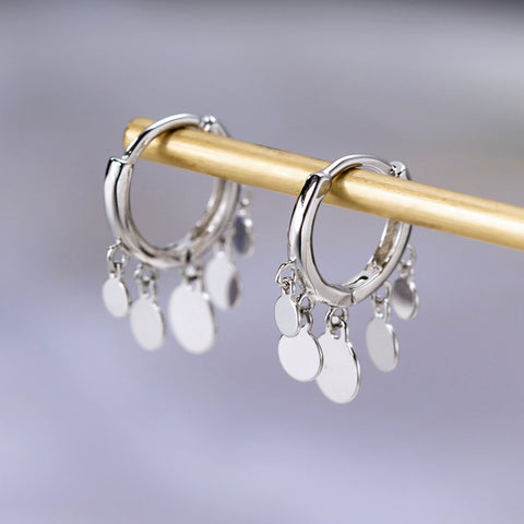 Anenjery Ins Round Disc Tassel Earrings For Women 925 Sterling Silver Earrings oorbellen pendientes 2019 New Trendy S-E893