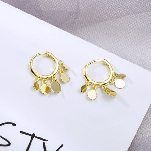 Anenjery Ins Round Disc Tassel Earrings For Women 925 Sterling Silver Earrings oorbellen pendientes 2019 New Trendy S-E893