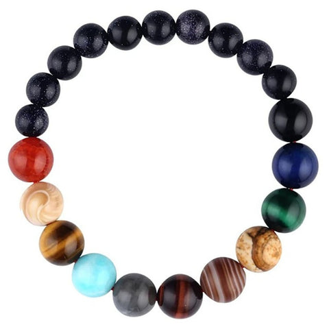 Natural Crystal Stone Beads Bracelet Universe Eight Plants Galaxy Solar System Bracelets for Men or Women Dropship