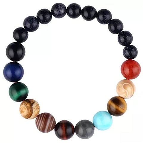 Natural Crystal Stone Beads Bracelet Universe Eight Plants Galaxy Solar System Bracelets for Men or Women Dropship