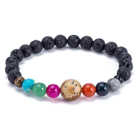 Natural Crystal Stone Beads Bracelet Universe Eight Plants Galaxy Solar System Bracelets for Men or Women Dropship