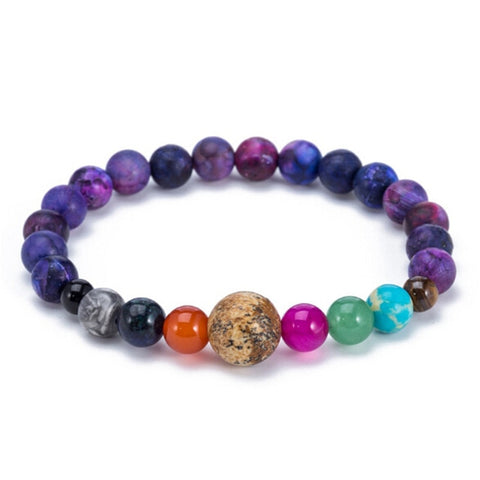 Natural Crystal Stone Beads Bracelet Universe Eight Plants Galaxy Solar System Bracelets for Men or Women Dropship