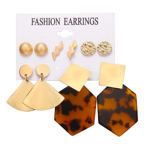 17KM Fashion Acrylic Shell Earrings Set For Women Bohemian Leopard Tassel Long Stud Earrings 2019 Brincos Geometric DIY Jewelry