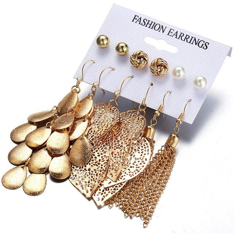 17KM Fashion Acrylic Shell Earrings Set For Women Bohemian Leopard Tassel Long Stud Earrings 2019 Brincos Geometric DIY Jewelry