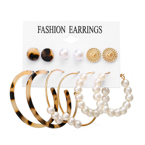 17KM Fashion Acrylic Shell Earrings Set For Women Bohemian Leopard Tassel Long Stud Earrings 2019 Brincos Geometric DIY Jewelry