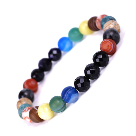 Natural Crystal Stone Beads Bracelet Universe Eight Plants Galaxy Solar System Bracelets for Men or Women Dropship