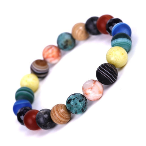 Natural Crystal Stone Beads Bracelet Universe Eight Plants Galaxy Solar System Bracelets for Men or Women Dropship