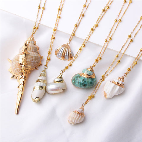 2019 Boho Conch Shell Necklace Sea Beach Shell Pendant Necklace For Women Collier Femme Shell Cowrie Summer Jewelry Bohemian