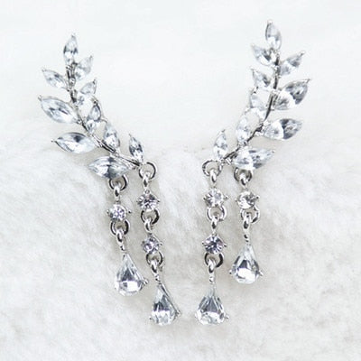 2019 New Crystal Flower Drop Earrings for Women Fashion Jewelry Gold Silver Rhinestones Earrings Gift for Party Best Friend