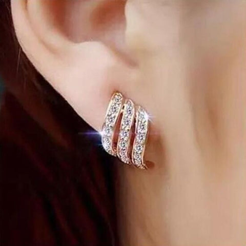 2019 New Crystal Flower Drop Earrings for Women Fashion Jewelry Gold Silver Rhinestones Earrings Gift for Party Best Friend