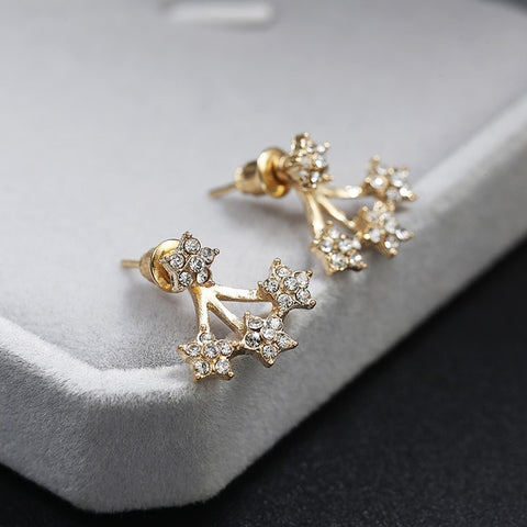 2019 New Crystal Flower Drop Earrings for Women Fashion Jewelry Gold Silver Rhinestones Earrings Gift for Party Best Friend