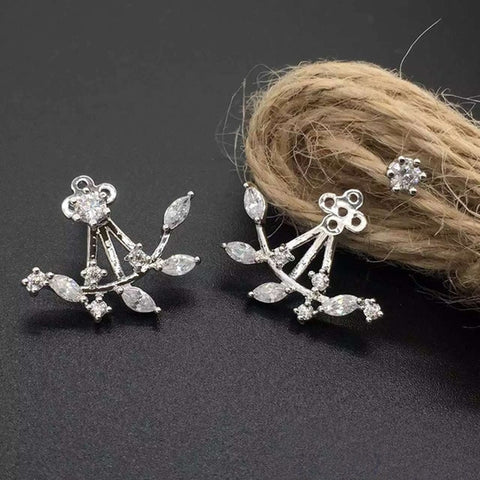 2019 New Crystal Flower Drop Earrings for Women Fashion Jewelry Gold Silver Rhinestones Earrings Gift for Party Best Friend