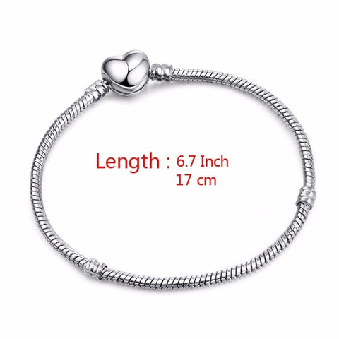 High Quality 17-21cm Silver Plated Snake Chain Link Bracelet Fit European Charm Bracelet for Women DIY Jewelry Making