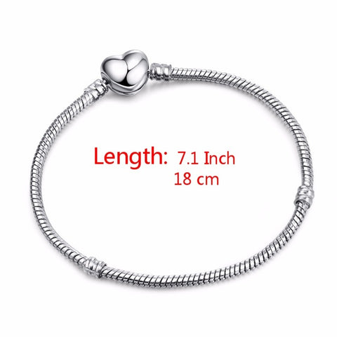 High Quality 17-21cm Silver Plated Snake Chain Link Bracelet Fit European Charm Bracelet for Women DIY Jewelry Making