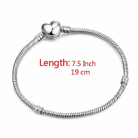 High Quality 17-21cm Silver Plated Snake Chain Link Bracelet Fit European Charm Bracelet for Women DIY Jewelry Making