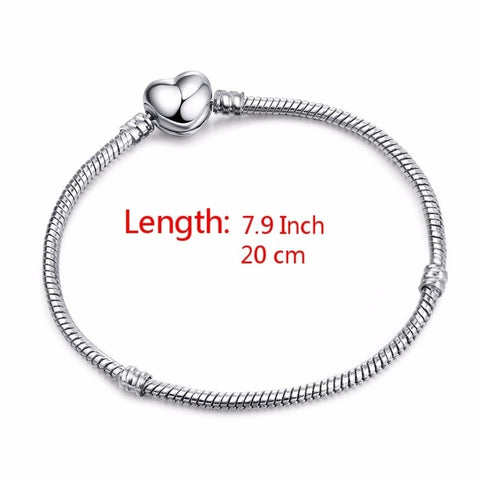 High Quality 17-21cm Silver Plated Snake Chain Link Bracelet Fit European Charm Bracelet for Women DIY Jewelry Making