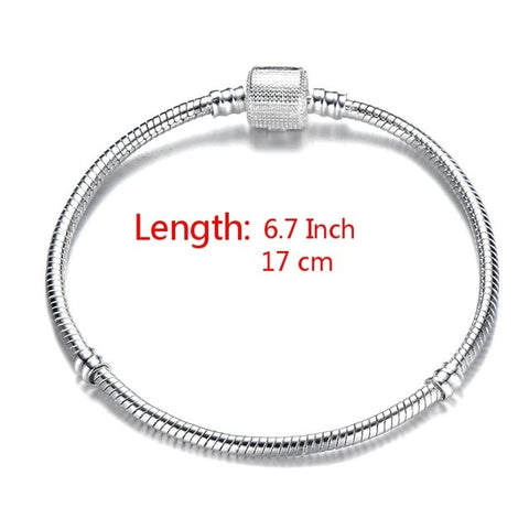 High Quality 17-21cm Silver Plated Snake Chain Link Bracelet Fit European Charm Bracelet for Women DIY Jewelry Making