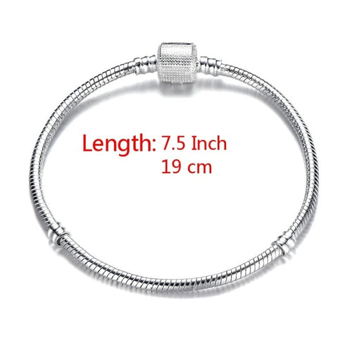 High Quality 17-21cm Silver Plated Snake Chain Link Bracelet Fit European Charm Bracelet for Women DIY Jewelry Making