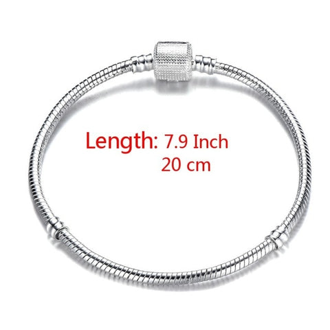 High Quality 17-21cm Silver Plated Snake Chain Link Bracelet Fit European Charm Bracelet for Women DIY Jewelry Making