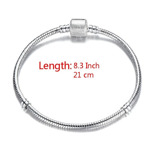 High Quality 17-21cm Silver Plated Snake Chain Link Bracelet Fit European Charm Bracelet for Women DIY Jewelry Making