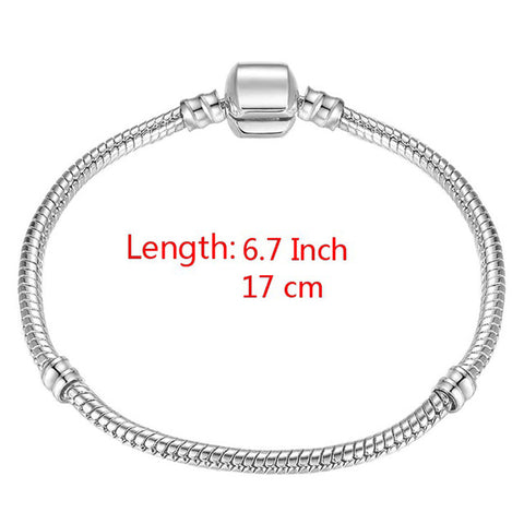 High Quality 17-21cm Silver Plated Snake Chain Link Bracelet Fit European Charm Bracelet for Women DIY Jewelry Making