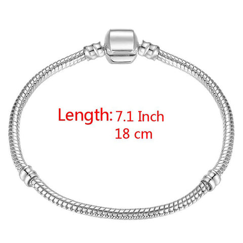 High Quality 17-21cm Silver Plated Snake Chain Link Bracelet Fit European Charm Bracelet for Women DIY Jewelry Making