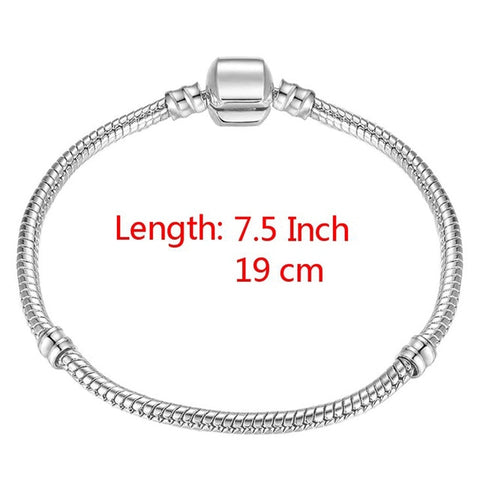 High Quality 17-21cm Silver Plated Snake Chain Link Bracelet Fit European Charm Bracelet for Women DIY Jewelry Making