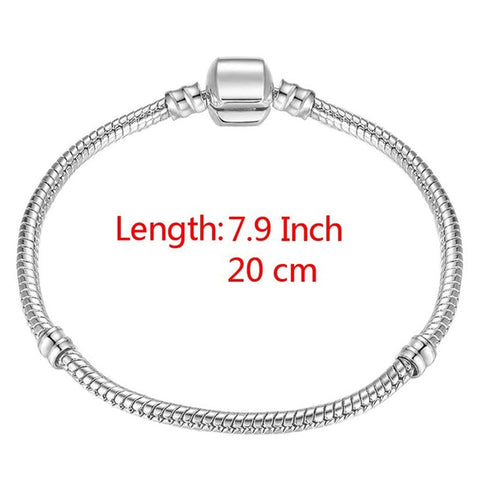 High Quality 17-21cm Silver Plated Snake Chain Link Bracelet Fit European Charm Bracelet for Women DIY Jewelry Making