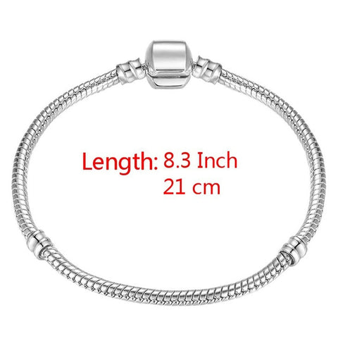 High Quality 17-21cm Silver Plated Snake Chain Link Bracelet Fit European Charm Bracelet for Women DIY Jewelry Making