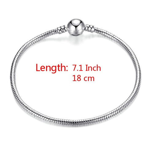 High Quality 17-21cm Silver Plated Snake Chain Link Bracelet Fit European Charm Bracelet for Women DIY Jewelry Making