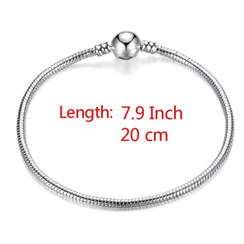 High Quality 17-21cm Silver Plated Snake Chain Link Bracelet Fit European Charm Bracelet for Women DIY Jewelry Making