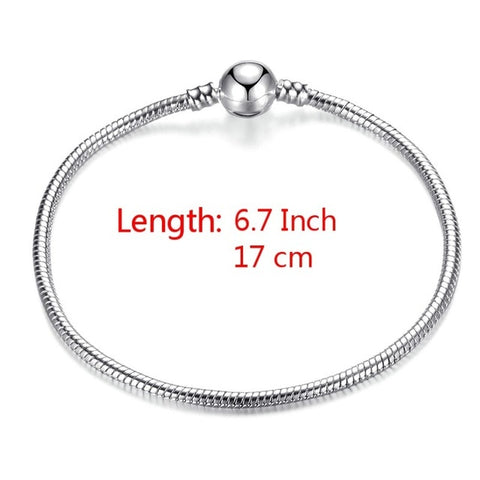 High Quality 17-21cm Silver Plated Snake Chain Link Bracelet Fit European Charm Bracelet for Women DIY Jewelry Making