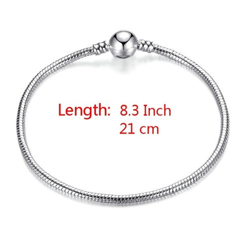 High Quality 17-21cm Silver Plated Snake Chain Link Bracelet Fit European Charm Bracelet for Women DIY Jewelry Making