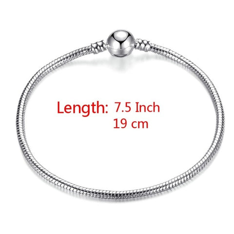 High Quality 17-21cm Silver Plated Snake Chain Link Bracelet Fit European Charm Bracelet for Women DIY Jewelry Making