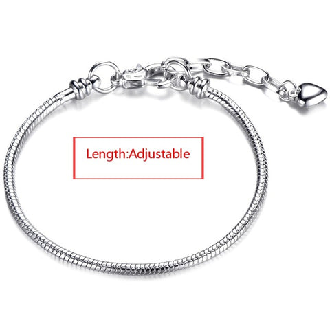 High Quality 17-21cm Silver Plated Snake Chain Link Bracelet Fit European Charm Bracelet for Women DIY Jewelry Making