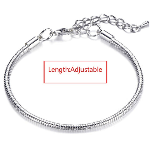 High Quality 17-21cm Silver Plated Snake Chain Link Bracelet Fit European Charm Bracelet for Women DIY Jewelry Making