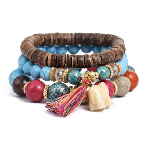 amazing price Crystal Bead Bracelets for Women Vintage Bracelet Female  Tassel Natural Stone Charms Wristband  pulseira feminina