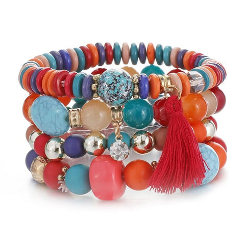 amazing price Crystal Bead Bracelets for Women Vintage Bracelet Female  Tassel Natural Stone Charms Wristband  pulseira feminina